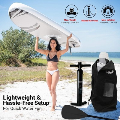 SereneLife 10' Gray and Black Inflatable Stand-Up Paddle Board