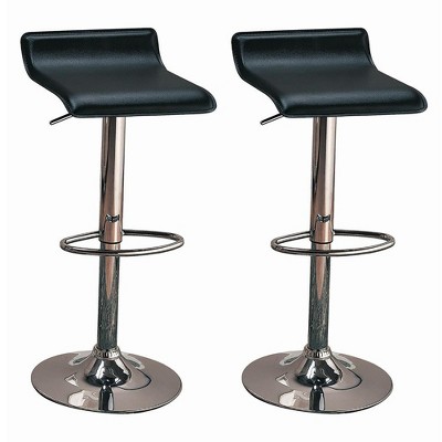Backless Adjustable Bar Stools with Cushioned Seat, Swivel Pedestal Base and Footrest, Modern Counter or Bar Seating, Set of 2