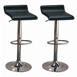 Backless Adjustable Bar Stools with Cushioned Seat, Swivel Pedestal Base and Footrest, Modern Counter or Bar Seating, Set of 2 - 1 of 4
