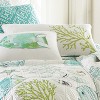Biscayne - Green Coral Embroidered Pillow - Green, White - Levtex Home - 2 of 3