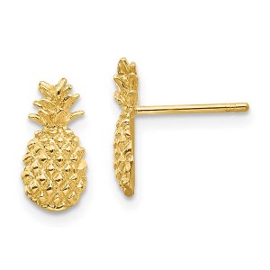 Black Bow Jewelry Small Textured Pineapple Post Earrings in 14k Yellow Gold - 1 of 4