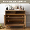 Fluted Cabinet Sideboard with Door&Adjustable Shelves, 35" Large Kitchen Buffet Storage Cabinet with Open Storage - 3 of 4