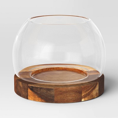 Small Glass Terrarium with Wood Base Natural Wood 7.8"x7.8"x6.3" - Threshold™