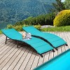 Tangkula 2PCS Outdoor Patio Rattan Wicker Lounge Chair Chaise Folding W/Cushions Turquoise - 4 of 4