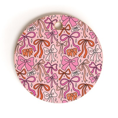 Doodle By Meg Pink Bow Print Cutting Board - Round