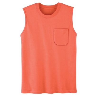 Collections Etc Men's Patch Pocket Crew Neck Sleeveless T-Shirt