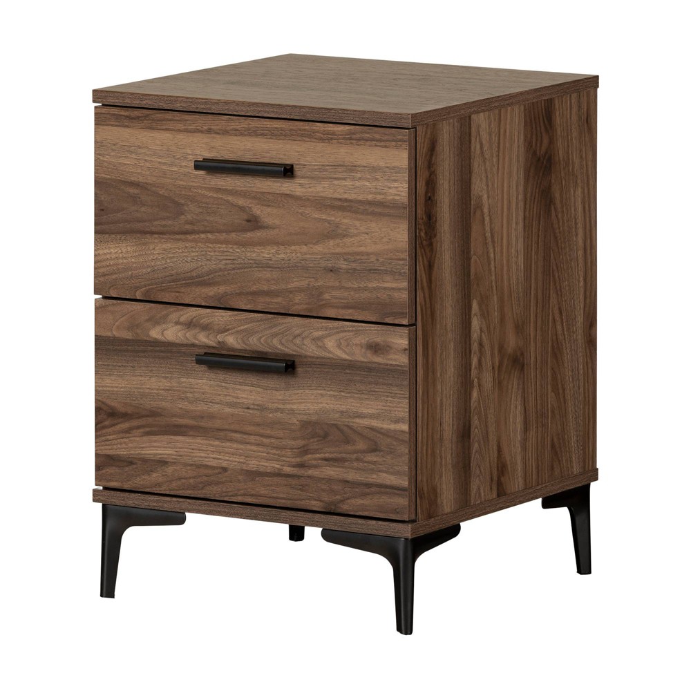 Photos - Coffee Table South Shore Slendel Side Table Natural Walnut: Modern Design, Metal Legs,