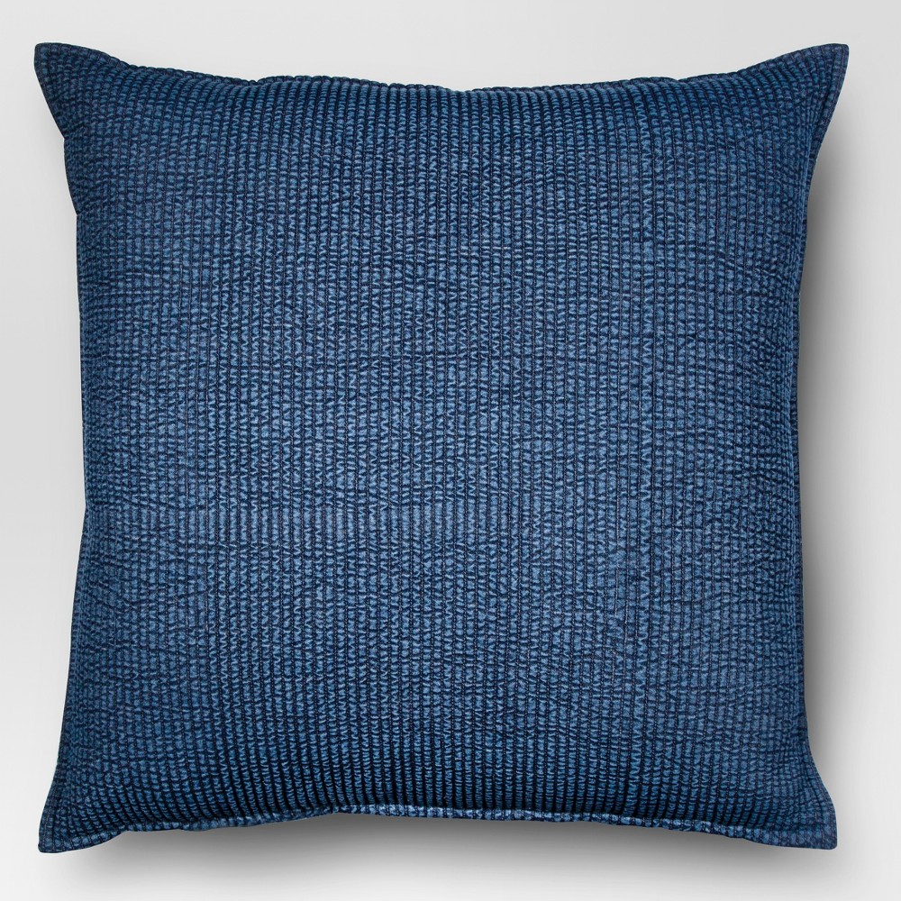 Photos - Pillow Oversized Quilted Solid Square  Chambray - Threshold™