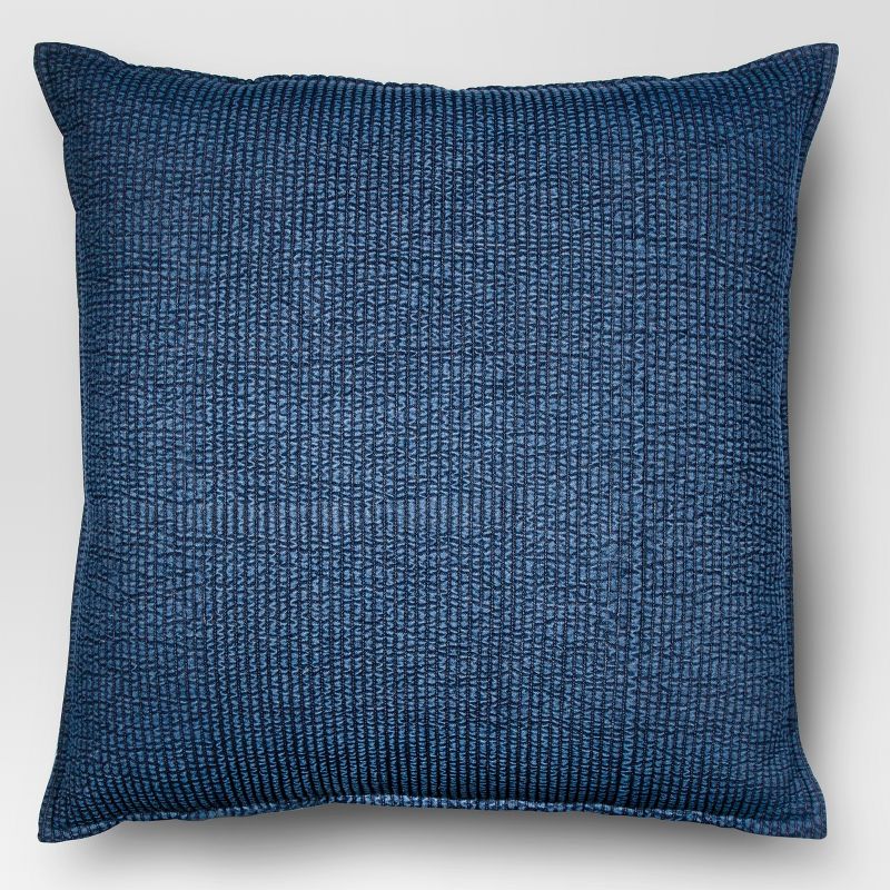 Oversized Quilted Solid Square Pillow Chambray - Threshold&#8482;, 1 of 3