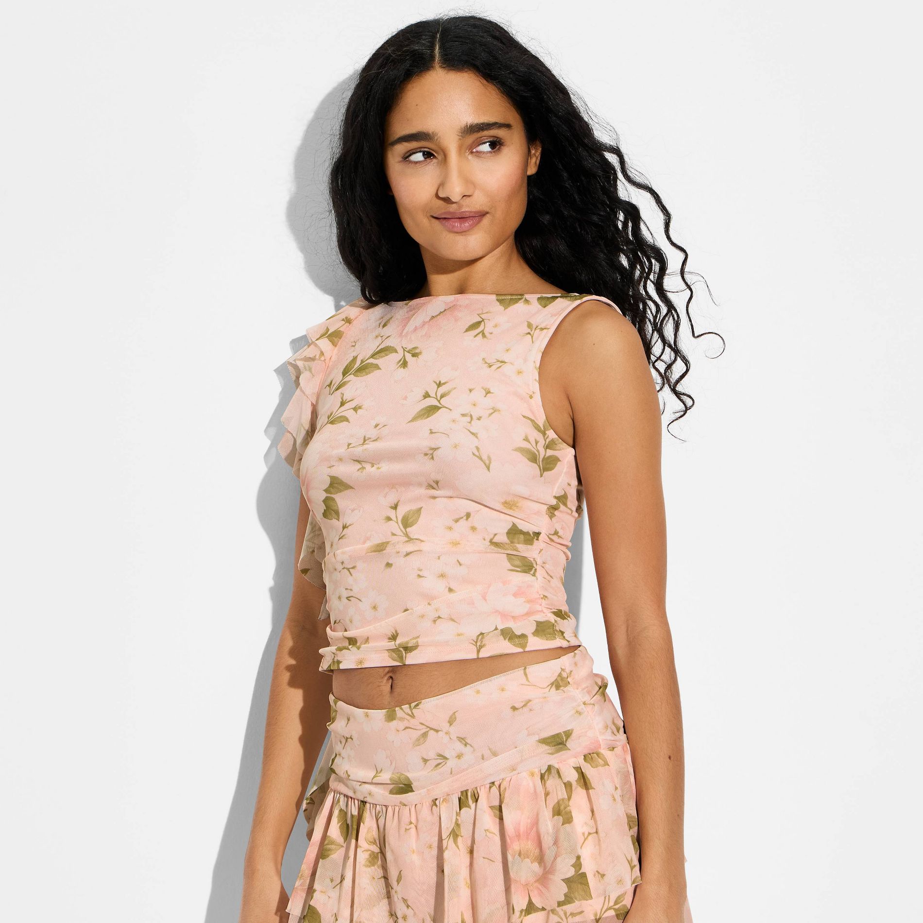 Women's Mesh Tank Top - Wild Fable™ Pink Floral XS