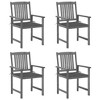 vidaXL Garden Chair Set of 4 Grey Solid Acacia wood Standard Tough - 2 of 4
