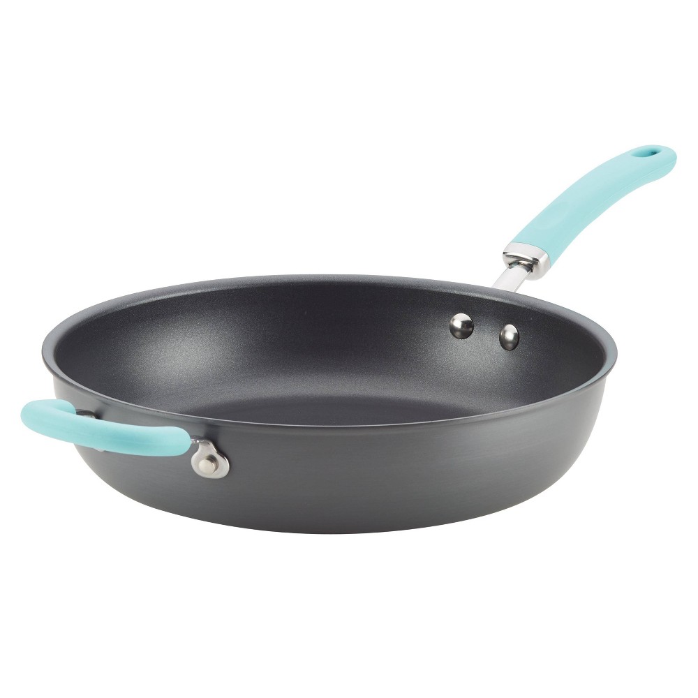 Rachael Ray Create Delicious 12.5 Hard-Anodized Aluminum Nonstick Deep Skillet Light Blue Handle