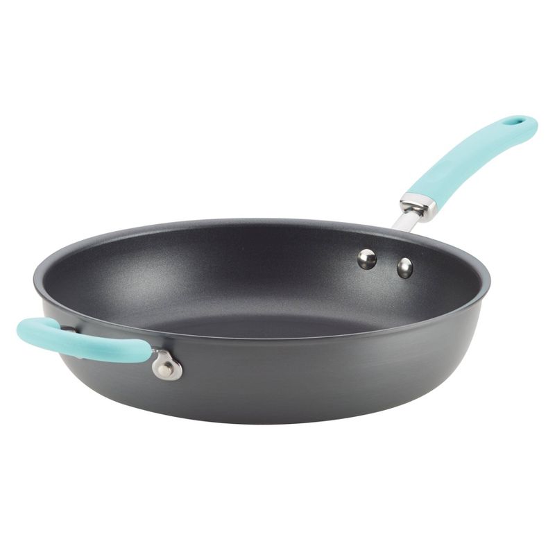 Rachael Ray Create Delicious 12.5" Hard-Anodized Aluminum Nonstick Deep Skillet Light Blue Handle, 1 of 6