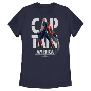 Women's Captain America: Brave New World Large White Name Logo Portrait T-Shirt - 1 of 4