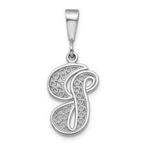 Black Bow Jewelry 14k White Gold, Maci Collection, Filigree Script Initial G Pendant - 1 of 4