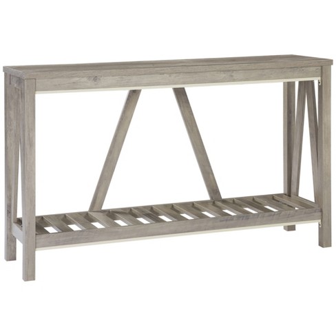 Rustic farmhouse console table solid wood shelf sofa accent entryway deals hall gray