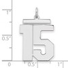 Black Bow Jewelry Sterling Silver, Athletic Collection, Large Polished Number 15 Pendant - 2 of 3