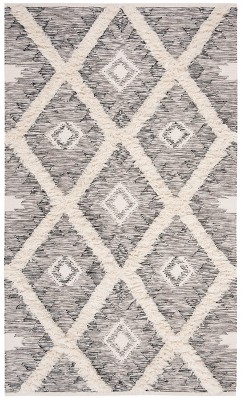 Kenya Diamond Trellis Black/Ivory Hand-Knotted Wool Area Rug - 6' x 9'