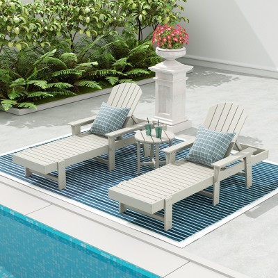 WestinTrends Dylan 3 Piece Adirondack Poly Reclining Chaise Lounge With Arms
