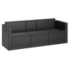 vidaXL 3-Seater Patio Sofa with Cushions Black Poly Rattan - 4 of 4