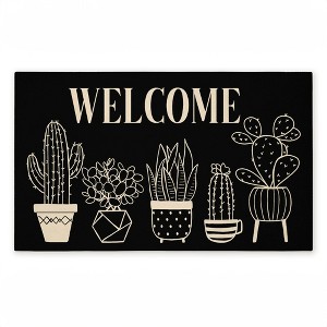Stupell Industries Black & Cream Cactus Welcome Printed Outdoor Door Mat, design by Deane Beesley, 18"x30" - 1 of 4