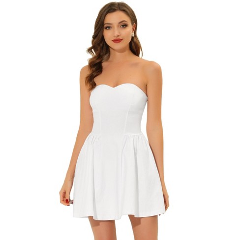 White strapless 2024 skater dress