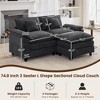 HYLEORY Chenille Fabric Pillow Top Arm U-Shaped Sectional Sofa , Indoor Convertible Modular Sectional Sofa Set with 2 Ottomans for Living Room - 4 of 4