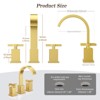 Phiestina Brushed Gold Waterfall Bathroom Faucet, Widespread 3 Hole 8-Inch Modern Faucet with Pop Up Drain, Lead-Free - 3 of 4