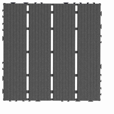 Vynxaria Gray Plastic Interlocking Tiles, 12x12 Striped, 44 Waterproof Pieces for Patio, Garden, Pool, Front and Back Yards