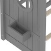 KWPZQEB House Shape Montessori House Bed, Wood Floor Bed with Storage Rack and Roof, Playhouse Bedframe for Kids, No Box Spring Needed - 4 of 4