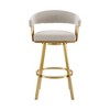 HomeRoots 26" Taupe and Gold Fabric and Stainless Steel Low Back Counter Height Swivel Bar Chair - 4 of 4