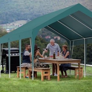 12x20FT Heavy Duty Carport Canopy with Sturdy Frame, Portable Waterproof and UV-Resistant Garage Shelter, Adjustable Height - 1 of 4