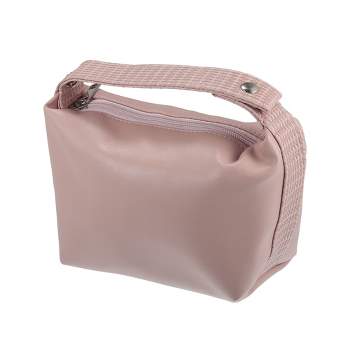 Unique Bargains PVC Leather Portable Travel Storage Makeup Bag Pink 1 Pc