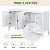 Kumasinova 4-Door Sideboard Cabinet, Retro Storage Cabinet with Circular Groove Design Round Metal Door Handle, Buffet Cabinet for Entrance - 4 of 4