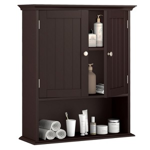 Costway Wall Mount Bathroom Cabinet Storage Organizer Medicine Cabinet Black/Brown/Gray/White - 1 of 4