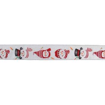 Northlight Red and White Snowman Christmas Wired Craft Ribbon 2.5" x 16 Yards