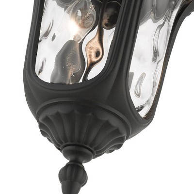 Elegant Oxford Hand-Blown Clear Water Glass 2-Light LED Flush Mount in Textured Black