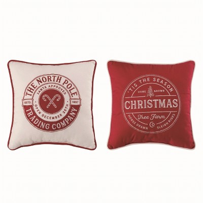 Transpac Fabric Ebrard North Pole Pillow Set of 2 Christmas Home Decorations