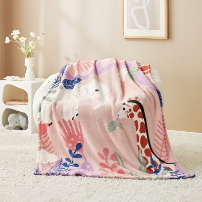 2Pcs Kid Throw Blankets Print Pattern Blanket Set 43*59"