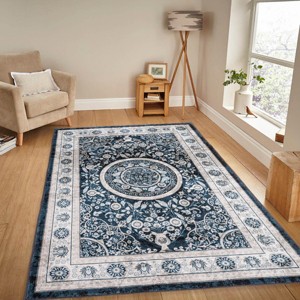 Chery Life Vintage Bohemia Large Persian Non-slip Washable Rug For Living Room Bedroom, Navy Blue - 1 of 4