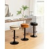DOMETOUR Round Storage Bar Stools Set of 2, Brown Faux Leather Adjustable Swivel Stools, Armless Metal Frame for Kitchen Counter Dining Room - 2 of 4
