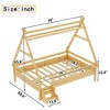 TIRAMISUBEST Twin/Full Size House Platform Bed with 2-Step Stairs, Kids Open Tent Bed with A Triangular Prism Frame - 4 of 4