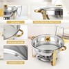 Chafing Dishes, 5QT Buffet Servers, Round Catering Food Warmers Stainless Steel Chafing Dish Buffet Set with Glass Lid & Lid Holder, 4 Packs, Gold - 4 of 4