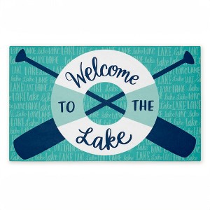 Stupell Industries Welcome Lake Float & Paddles Printed Outdoor Door Mat, design by Amanda McGee, 18"x30" - 1 of 4
