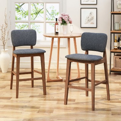PAGED Wooden Bar Stools Set of 2, Modern Upholstered Counter Height Bar Chair with Back for Bar, Kitchen, Dining Room