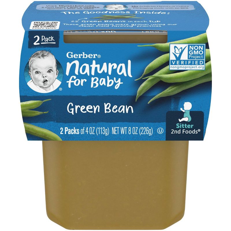 Gerber Sitter 2nd Foods Green Bean Baby Meals Tubs - 2ct/8oz, 1 of 7