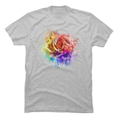 Adult Design By Humans Pride Rose Artistic Rainbow By Zedikzz T-Shirt