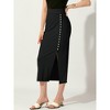 Allegra K Women's Casual Side Split Slit Ribbed Knit Bodycon Basic Midi Pencil Skirts - 3 of 4