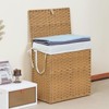 Kumasinova Laundry Hamper with Lid,90/110 L Hand Woven PP Rattan Laundry Basket with Handles & Removable Liner for Bathroom,Foldable Design - 2 of 4
