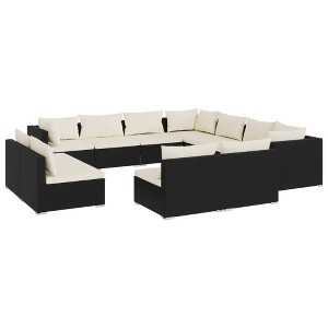 vidaXL Garden Lounge Set Black PE Rattan, Powder-Coated Steel Large - 1 of 4